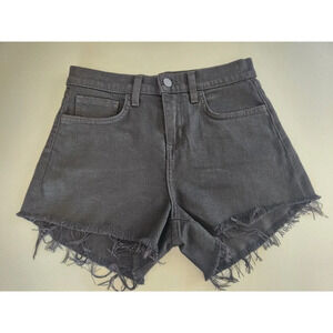 NWT L'agence Audrey Mid Rise Denim Jean Shorts Size 24 Black